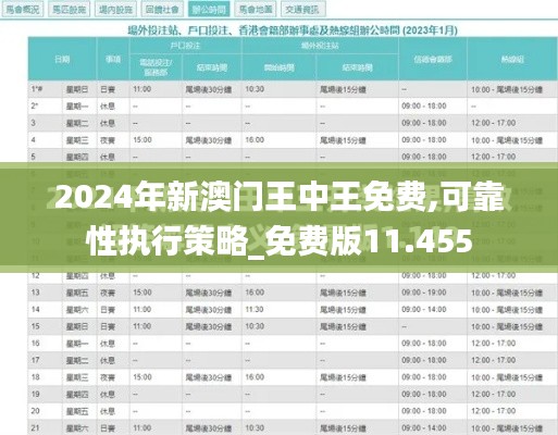 2024年新澳门王中王免费,可靠性执行策略_免费版11.455