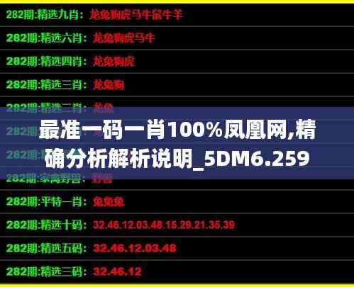 最准一码一肖100%凤凰网,精确分析解析说明_5DM6.259