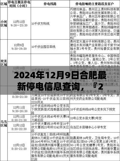 『2024年12月9日合肥停电信息实时更新,合理安排生活工作』