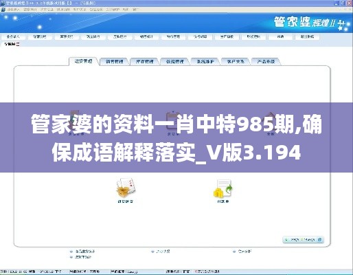 管家婆的资料一肖中特985期,确保成语解释落实_V版3.194