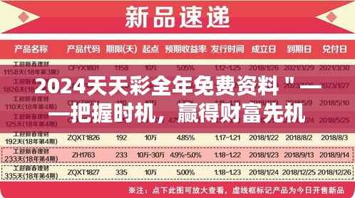 2024天天彩全年免费资料＂——把握时机，赢得财富先机