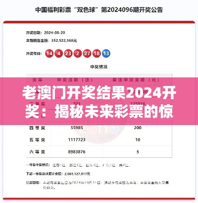 老澳门开奖结果2024开奖:揭秘未来彩票的惊喜与期待