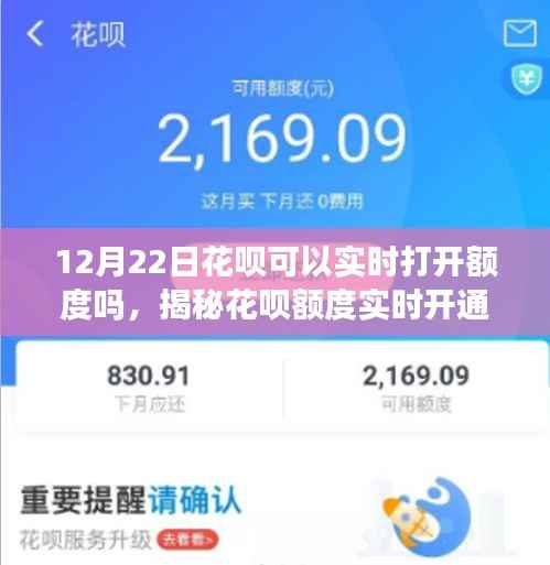 揭秘花呗额度实时开通秘籍，12月22日花呗开通惊喜额度大放送？