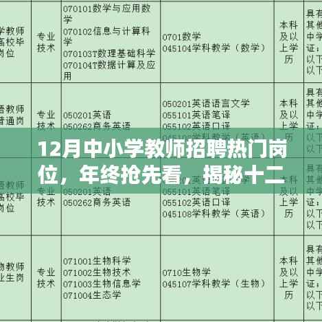 揭秘十二月中小学师资招聘热门岗位，全景解析与年终抢先看