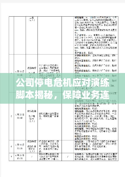 公司停电危机应对演练脚本揭秘,保障业务连续性的关键步骤
