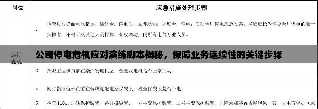 公司停电危机应对演练脚本揭秘,保障业务连续性的关键步骤