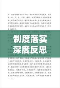 制度落实深度反思，执行不力之症结与改进策略