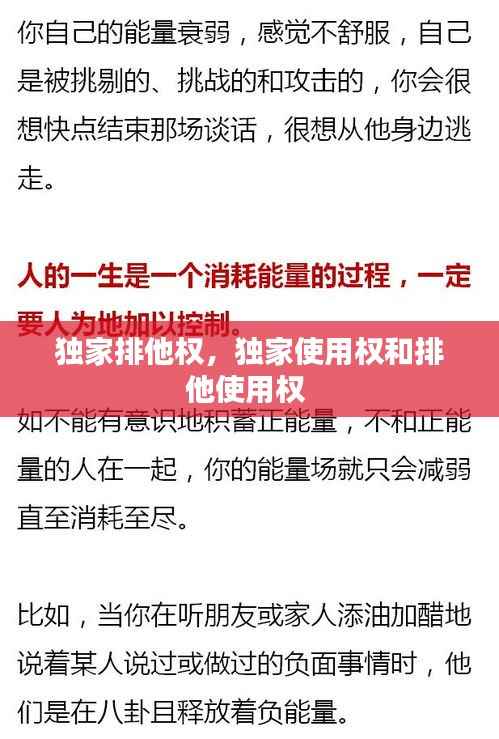 独家排他权，独家使用权和排他使用权 