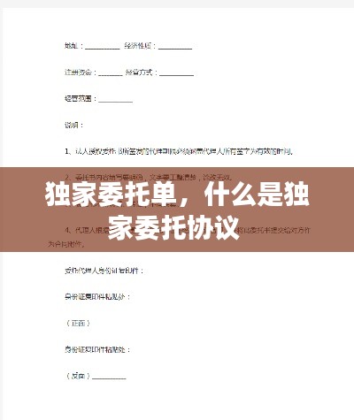 独家委托单，什么是独家委托协议 
