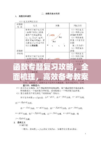 函数专题复习攻略,全面梳理,高效备考教案