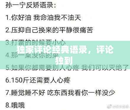 独家评论经典语录，评论独到 