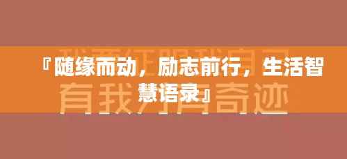 『随缘而动,励志前行,生活智慧语录』
