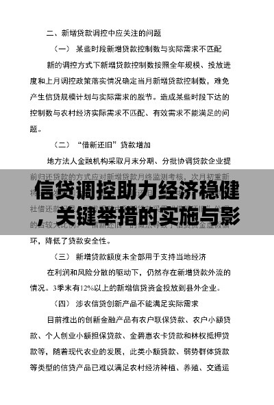 信贷调控助力经济稳健,关键举措的实施与影响