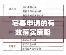 宅基申请的有效落实策略