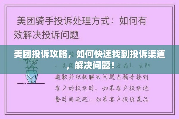 美团投诉攻略，如何快速找到投诉渠道，解决问题！