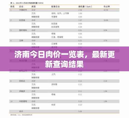 济南今日肉价一览表，最新更新查询结果