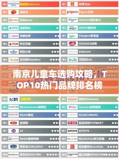 南京儿童车选购攻略,TOP10热门品牌排名榜单揭晓!