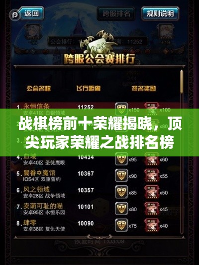 战棋榜前十荣耀揭晓，顶尖玩家荣耀之战排名榜