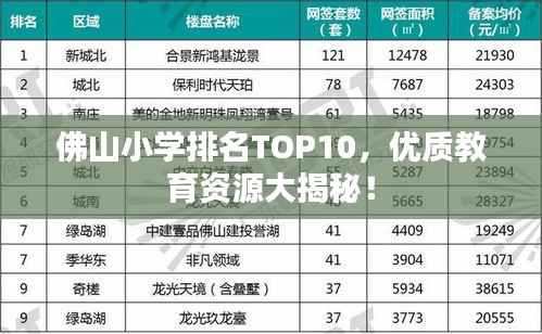 佛山小学排名TOP10,优质教育资源大揭秘!