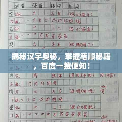 揭秘汉字奥秘,掌握笔顺秘籍,百度一搜便知!
