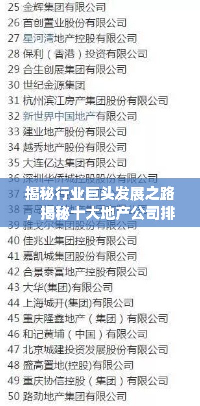 揭秘行业巨头发展之路，揭秘十大地产公司排名与成功秘诀