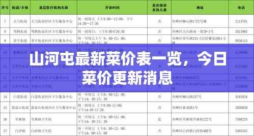 山河屯最新菜价表一览，今日菜价更新消息