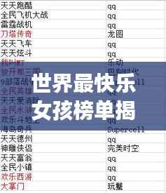 世界最快乐女孩榜单揭晓，探寻快乐的神秘秘诀！