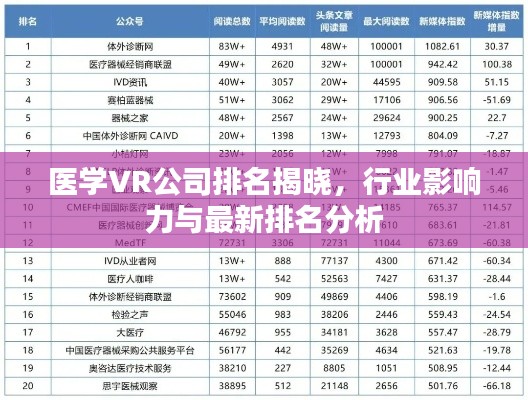 医学VR公司排名揭晓，行业影响力与最新排名分析