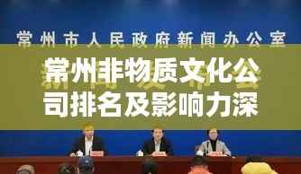 常州非物质文化公司排名及影响力深度解析