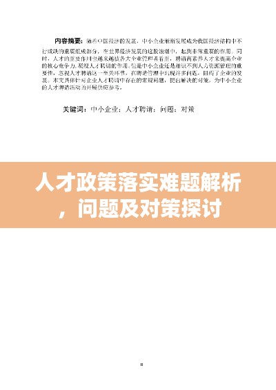 人才政策落实难题解析，问题及对策探讨