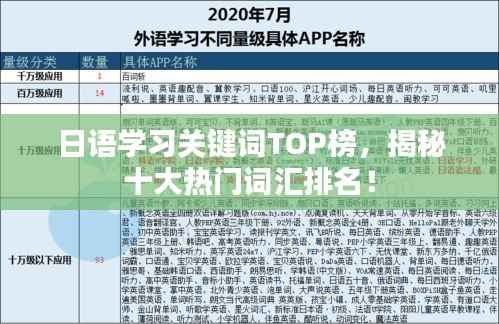 日语学习关键词TOP榜,揭秘十大热门词汇排名!
